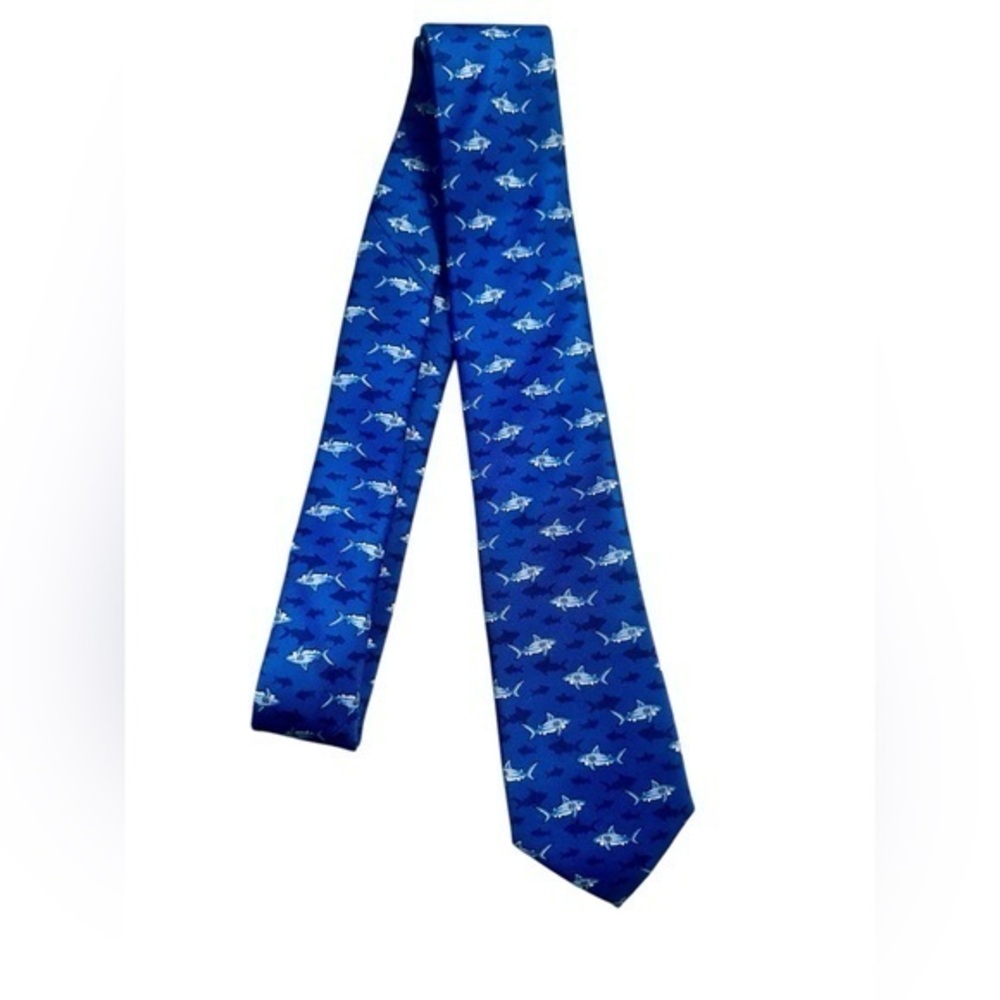 Wembley Blue Shark Pattern Silk Tie